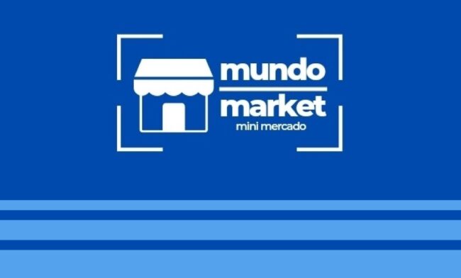 Adesivo para freezer do Mundo Market com a logomarca da franquia de mini mercados