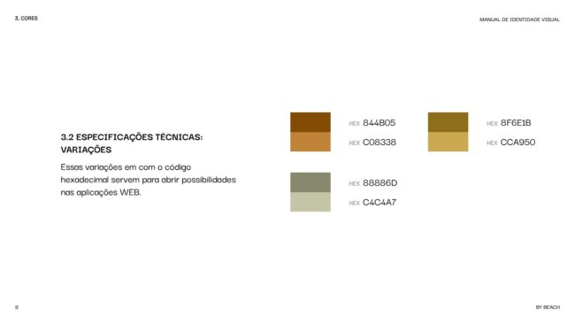 Manual de identidade visual da By Beach House, variações de cores, por Unpack Design
