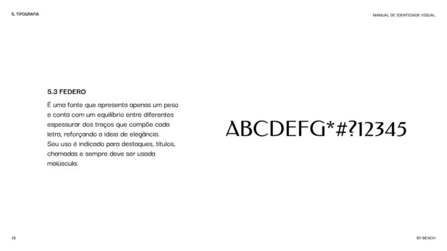 Manual de identidade visual da By Beach House, tipografia Federo, por Unpack Design