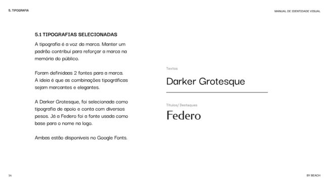 Manual de identidade visual da By Beach House, tipografias selecionadas, por Unpack Design