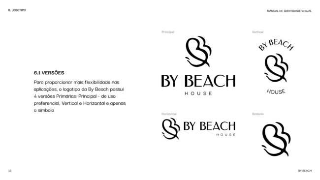 Manual de identidade visual da By Beach House, versões do logotipo, por Unpack Design