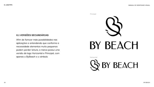 Manual de identidade visual da By Beach House, versões secundárias do logotipo, por Unpack Design