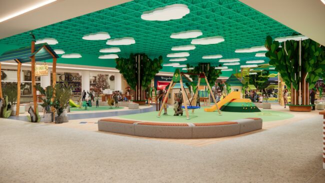 Render do projeto do Eco Parque, parque infantil do Eco Valle Shopping em Lorena, por Unpack Design
