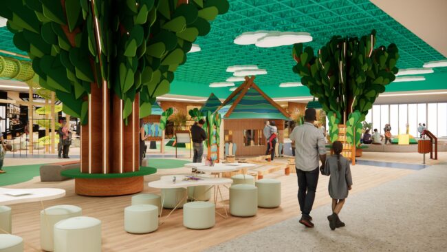 Render do projeto do Eco Parque, parque infantil do Eco Valle Shopping em Lorena, por Unpack Design