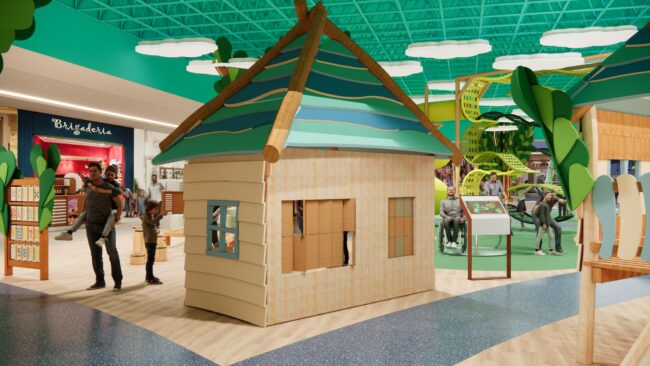 Render do projeto do Eco Parque, parque infantil do Eco Valle Shopping em Lorena, por Unpack Design