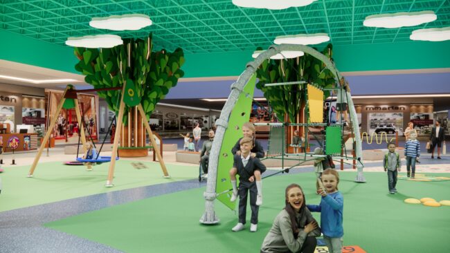 Render do projeto do Eco Parque, parque infantil do Eco Valle Shopping em Lorena, por Unpack Design
