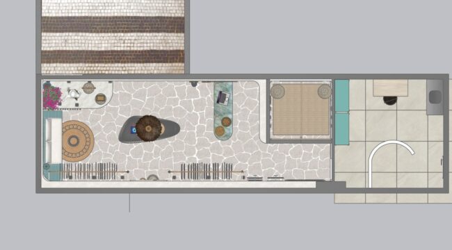 Planta de layout da loja Mundo do Biquíni em Ipanema — projeto Unpack Design