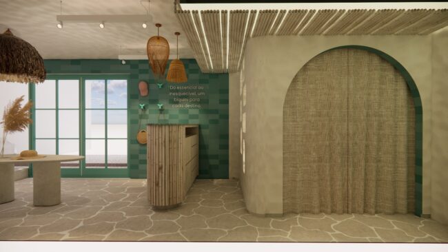 Render da loja Mundo do Biquíni em Ipanema, vista 9 — projeto Unpack Design