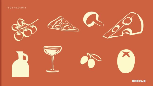 Estudo de identidade visual da Ribalta Pizzaria, Unpack Design – ilustrações da identidade da Ribalta Pizzaria